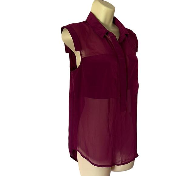 Princess Vera Wang Dark Berry Chiffon Blouse Woman Size Medium Summer - Picture 2 of 9